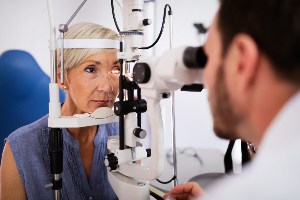woman having eye examined